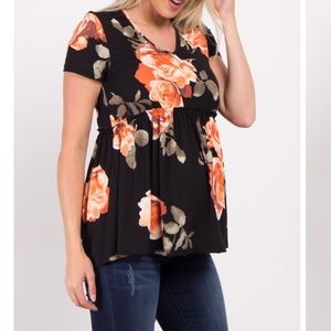 Pinkblush Tops - Pinkblush Black Floral Print Peplum Maternity Top Pinkblush Tops - Pinkblush Black Floral Print Peplum Maternity Top